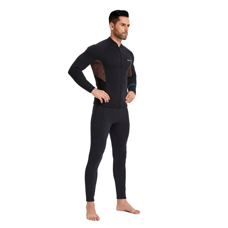 (image for) ZCCO Men Wetsuit 1.5mm Neoprene UV Protection Comfortable Front Zipper Surfing Long Sleeve Cold-proof Diving Top